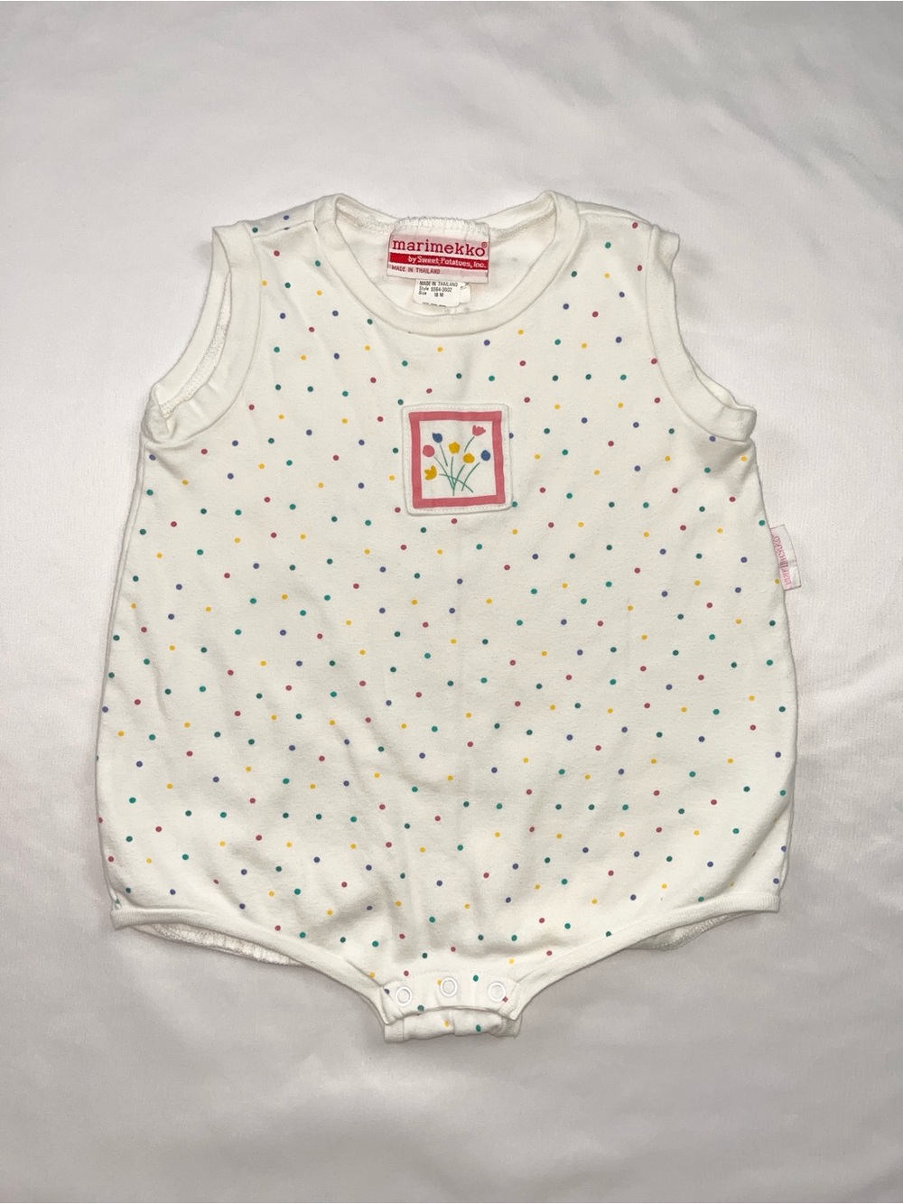 Marimekko Sweet Potatoes Vintage 90s Polka Dot Bubble Romper 18M